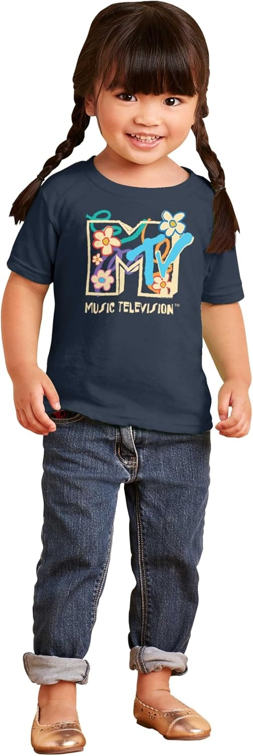 image:imageRetro MTV Colorful Flowers Logo Toddler Boy Girl T ShirtNavy