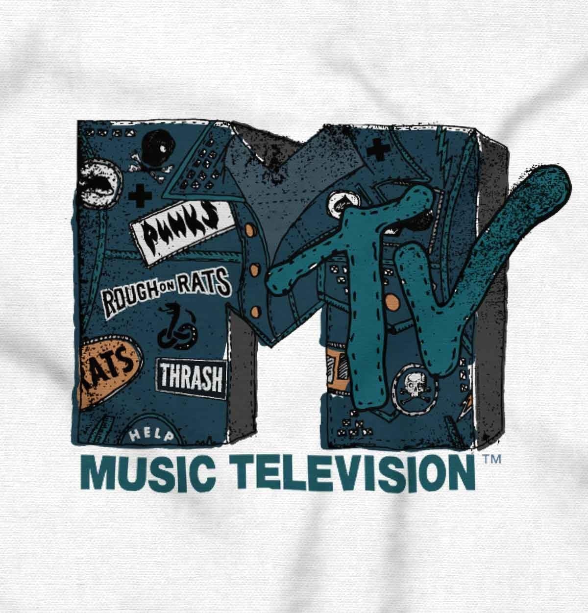 image:imageRetro MTV Distressed Denim Logo Toddler Boy Girl T ShirtWhite