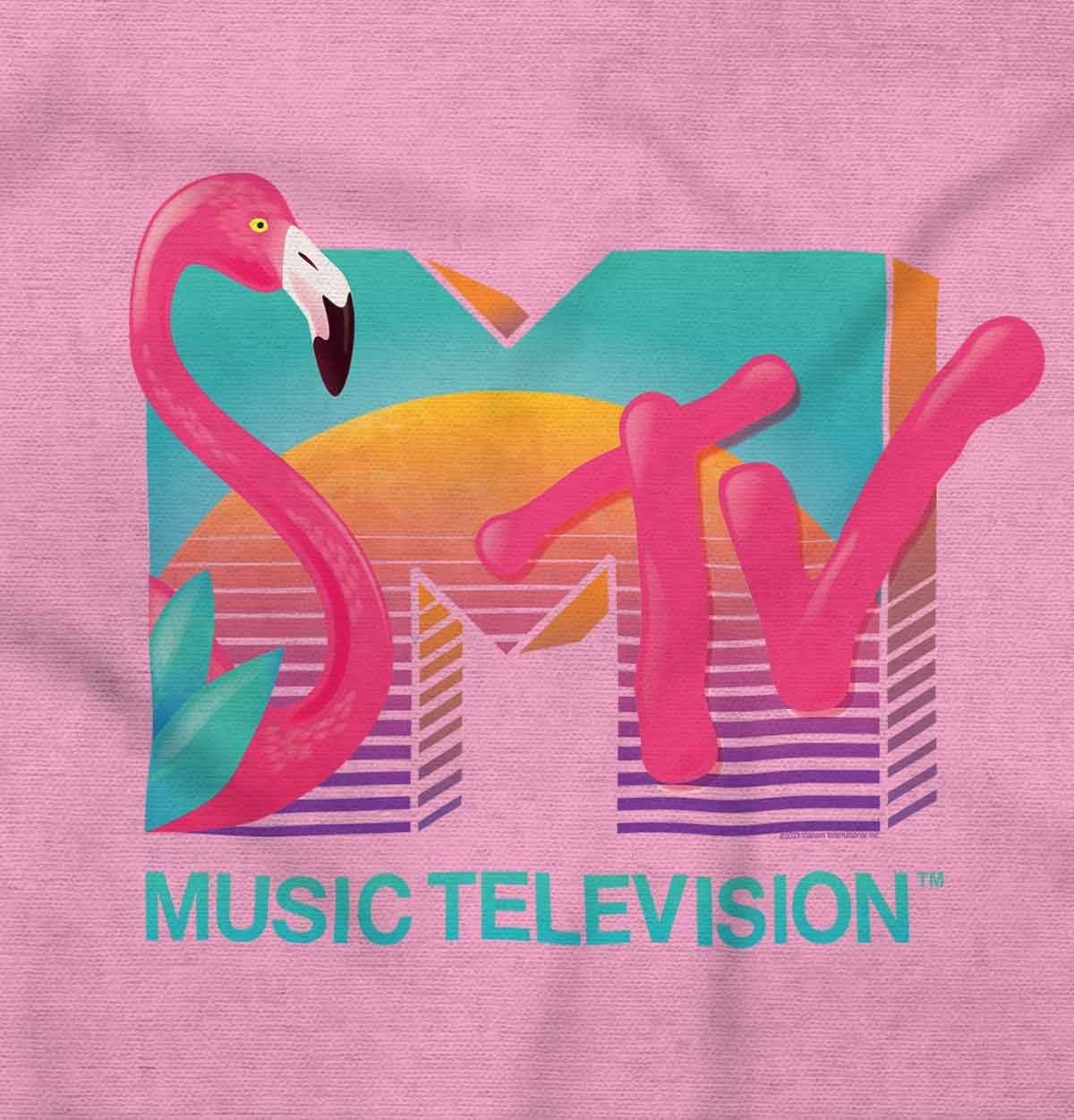 image:imageRetro MTV Sunset Flamingo Logo Toddler Boy Girl T ShirtPink