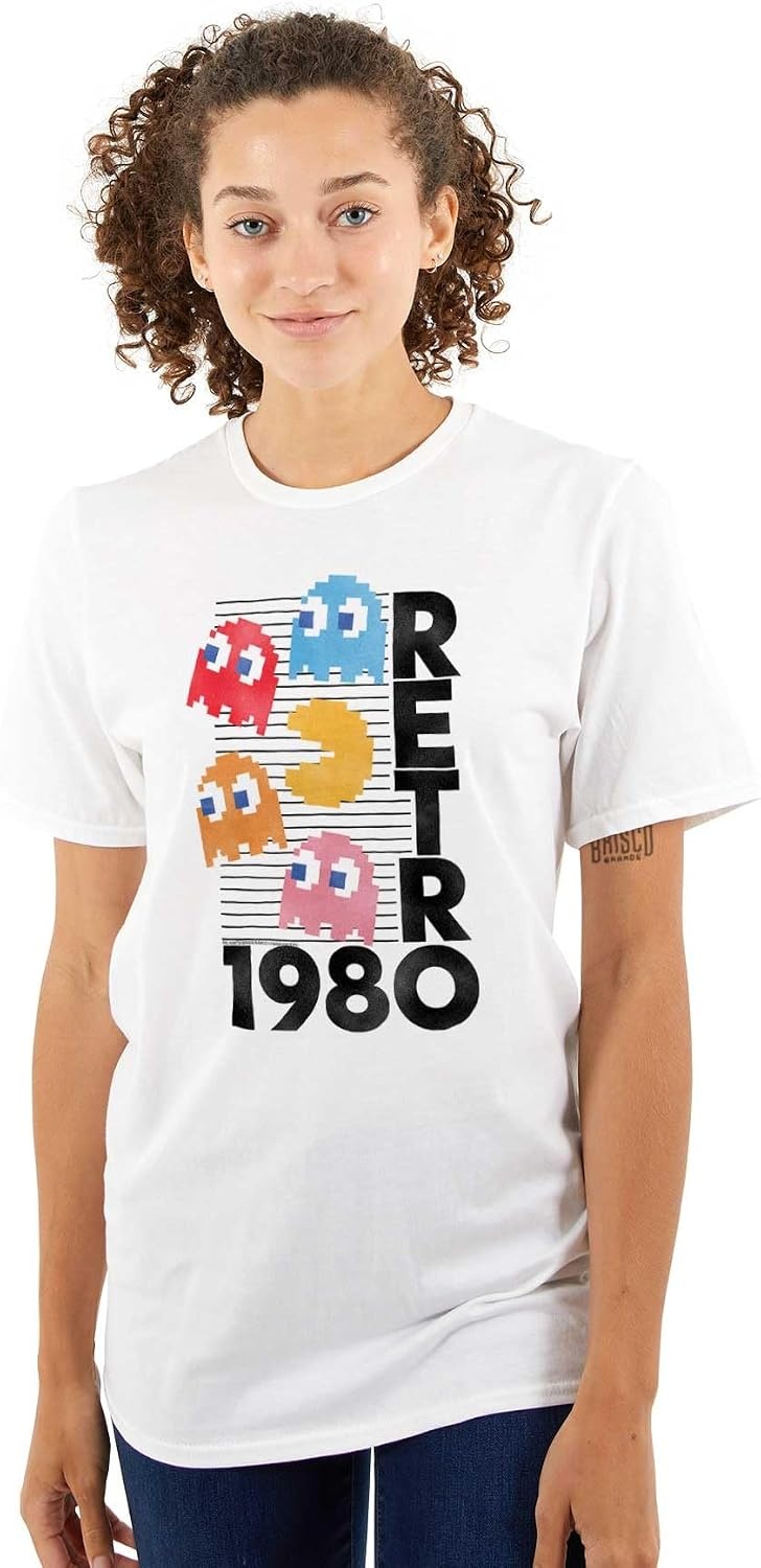 image:imageRetro Pacman Arcade Game Characters Graphic T Shirt Men or WomenWhite