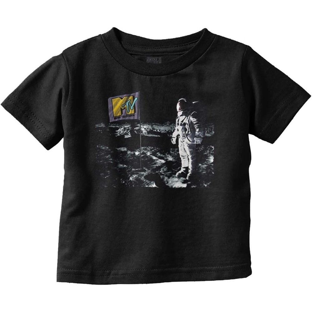 image:imageClassic MTV Logo Moon Man Space Flag Toddler Boy Girl T ShirtBlack