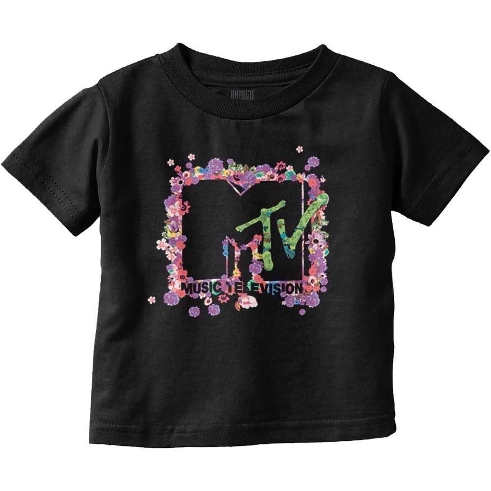 image:imageCute Retro MTV Flower Power Logo Youth T Shirt Tee GirlsBlack