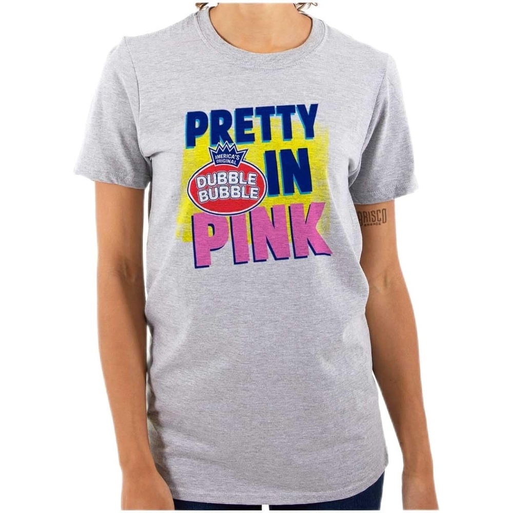 image:imagePretty in Pink Dubble Bubble Logo Womens Graphic T Shirt TeesSport Grey