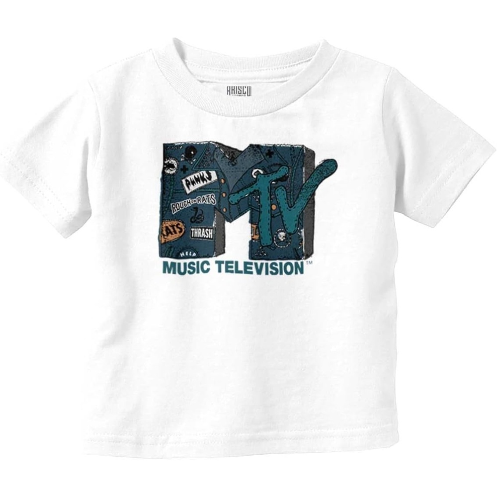 image:imageRetro MTV Distressed Denim Logo Toddler Boy Girl T ShirtWhite