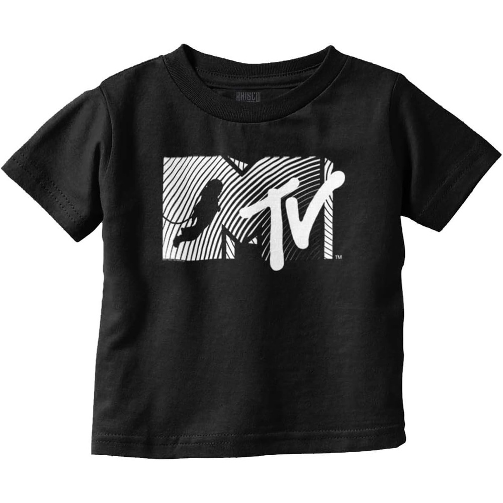 image:imageRetro MTV Stripes Logo Moon Man Toddler Boy Girl T ShirtBlack
