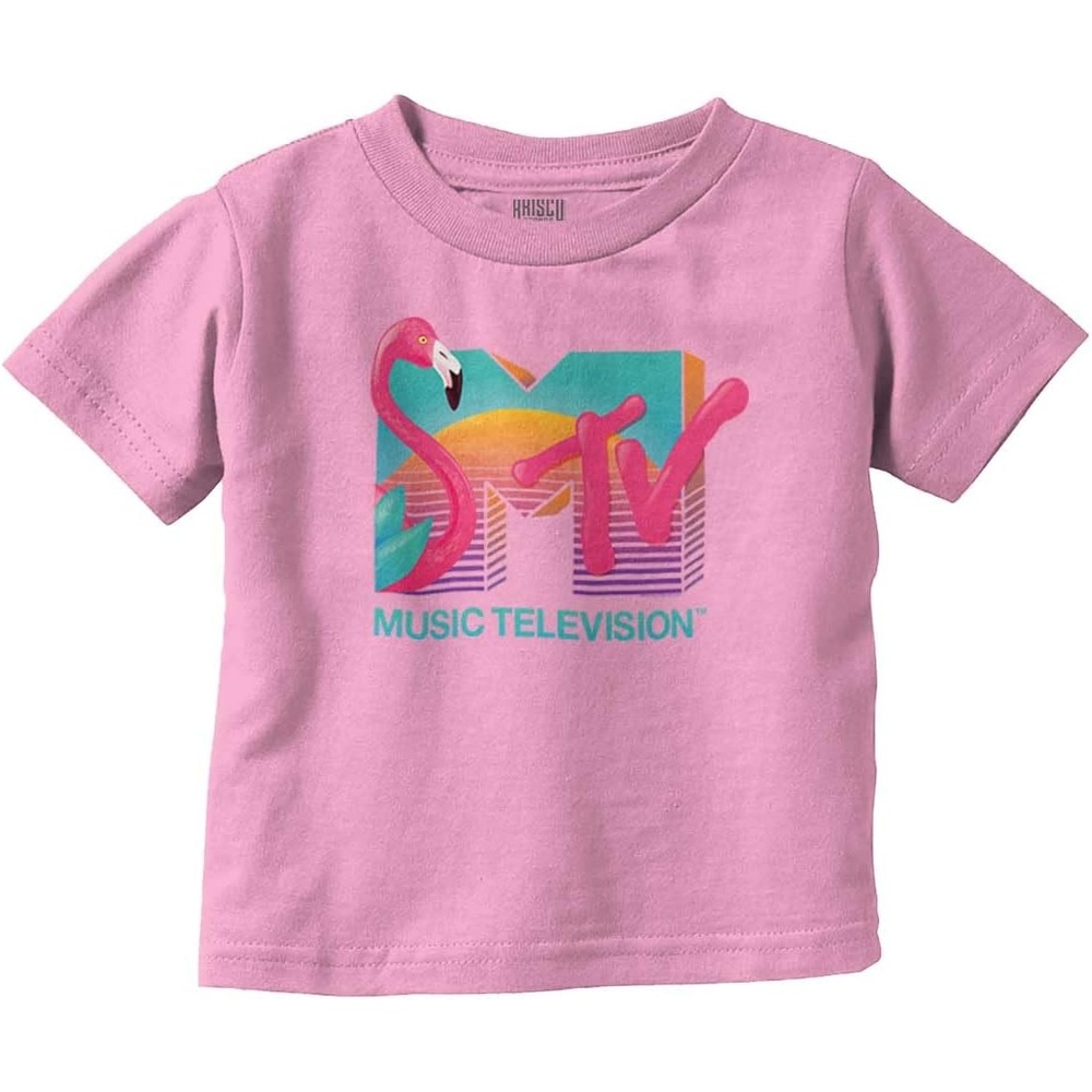 image:imageRetro MTV Sunset Flamingo Logo Toddler Boy Girl T ShirtPink