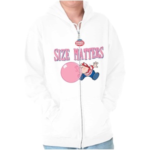 Brisco Brands Dubble Bubble Size Matters Joke Zip Up Hoodie Mens Womens