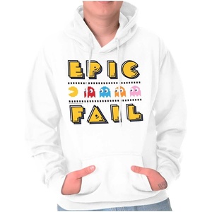 Brisco Brands Hashtag Totally 80’s Pacman Hoodie Sweatshirt Women Men(White)