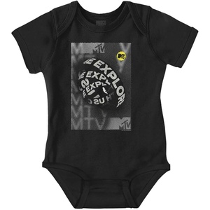 Brisco Brands MTV Explore With Us Caution Tape Baby Romper Boys or Girls(Black)