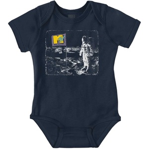 Brisco Brands MTV Logo Moon Man Space Landing Baby Romper Boys or Girls(Navy)