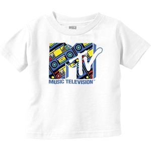 Cool Retro MTV Boombox Radio Logo Toddler Boy Girl T Shirt(White)