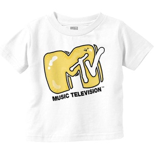 Cool Retro MTV Bubble Balloon Logo Toddler Boy Girl T Shirt(White)