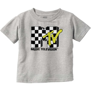 Cool Retro MTV Checker Board Logo Toddler Boy Girl T Shirt(Heather)