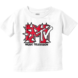 Cool Retro MTV Punk Spikes Logo Toddler Boy Girl T Shirt(White)