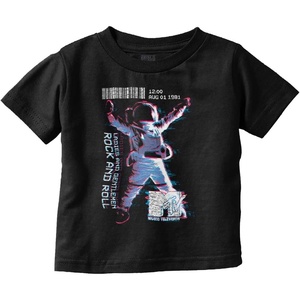 MTV Glitch Rock and Roll Moon Man Toddler Boy Girl T Shirt(Black)