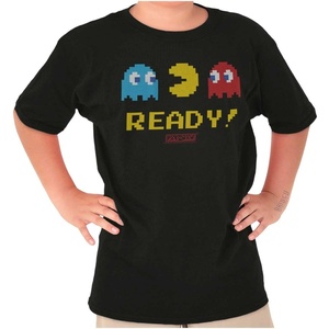 Pacman 1980s Vintage Video Game Crewneck T Shirts Boy Girl