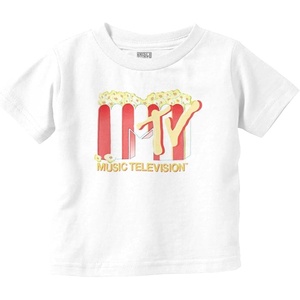 Retro MTV Buttered Popcorn Logo Toddler Boy Girl T Shirt(White)