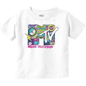 Retro MTV Music Lightning Bolt Logo Toddler Boy Girl T Shirt(White)