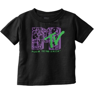Retro MTV Peace Zen Hippie Logo Toddler Boy Girl T Shirt(Black)