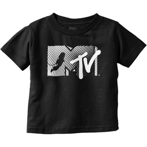 Retro MTV Stripes Logo Moon Man Toddler Boy Girl T Shirt(Black)