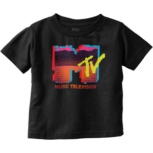 Retro MTV Vaporwave Landscape Logo Toddler Boy Girl T Shirt(Black)