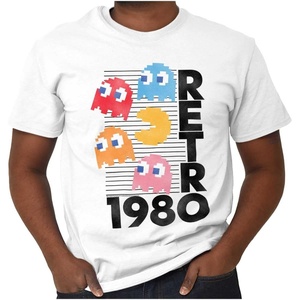 Retro Pacman Arcade Game Characters Graphic T Shirt Men or Women(White)
