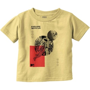 Vintage MTV Moon Man Explore with Us Toddler Boy Girl T Shirt(Butter)