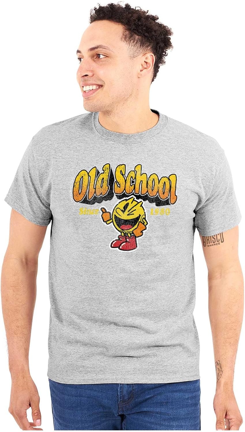 image:image1980s Old School Arcade Game Pacman Graphic T Shirt Men or WomenSport Grey