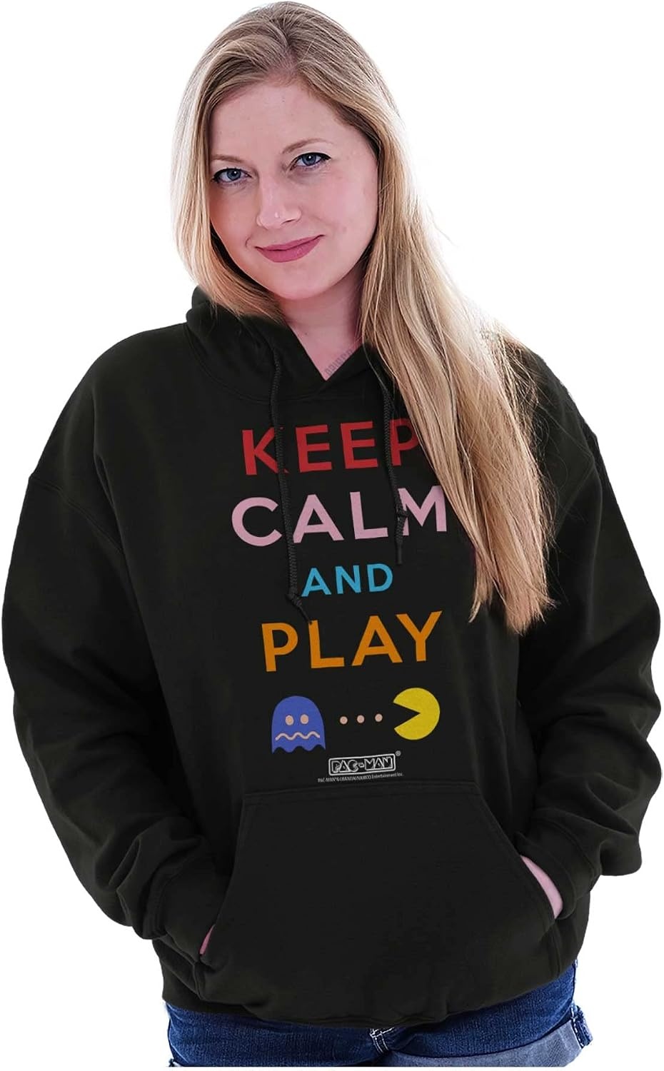 image:imageBrisco Brands Keep Calm and Play PACMAN Hoodie Sweatshirt Women MenBlack