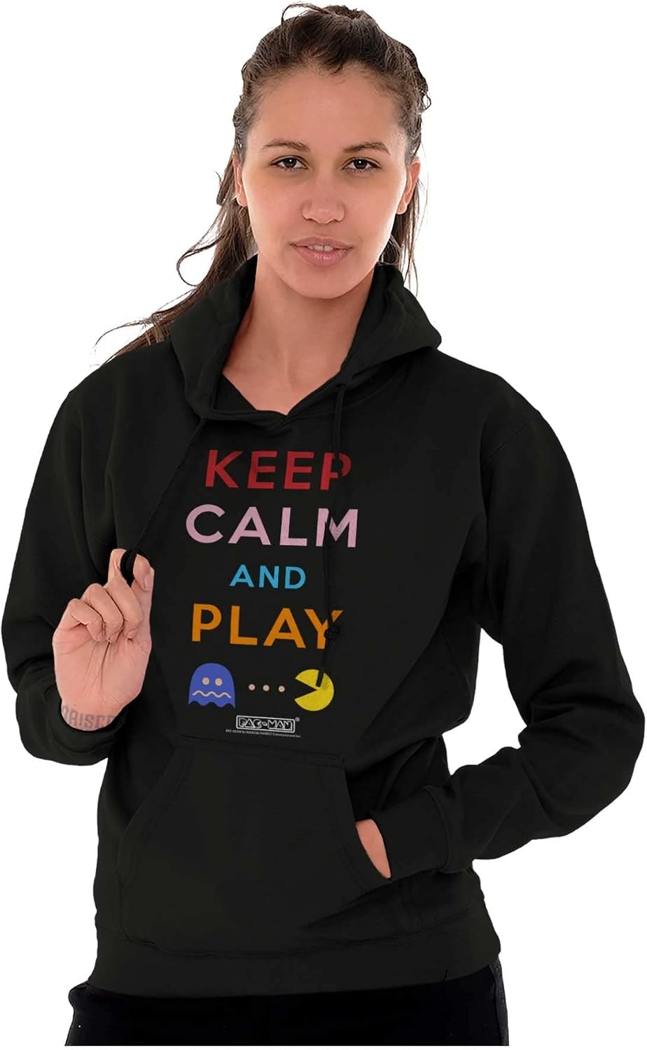 image:imageBrisco Brands Keep Calm and Play PACMAN Hoodie Sweatshirt Women MenBlack