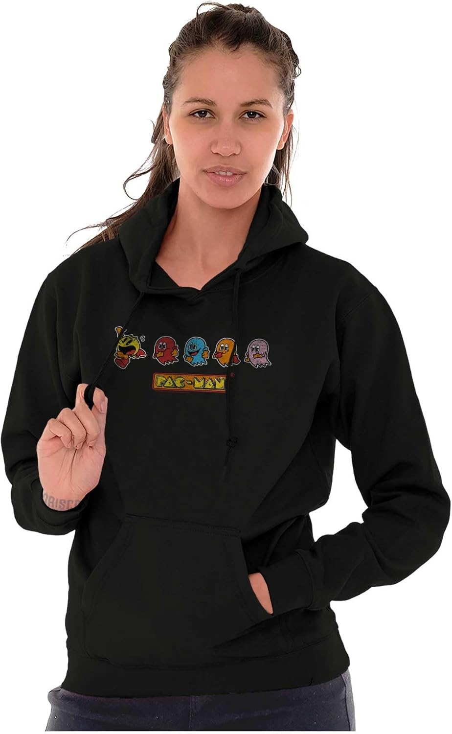 image:imageBrisco Brands Original PACMAN Vintage Arcade Game Hoodie Sweatshirt Women MenGraphite Heather