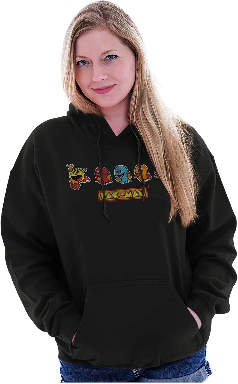 image:imageBrisco Brands Original PACMAN Vintage Arcade Game Hoodie Sweatshirt Women MenGraphite Heather