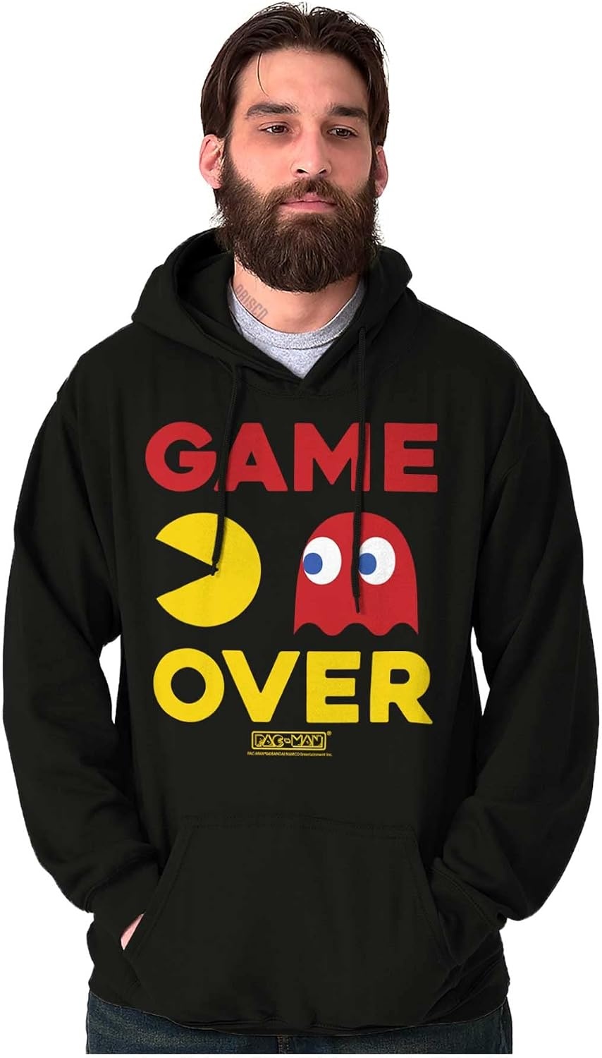 image:imageBrisco Brands PACMAN Game Over Blinky Ghost Hoodie Sweatshirt Women MenBlack