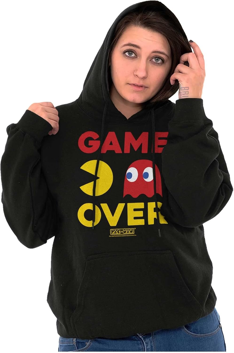 image:imageBrisco Brands PACMAN Game Over Blinky Ghost Hoodie Sweatshirt Women MenBlack
