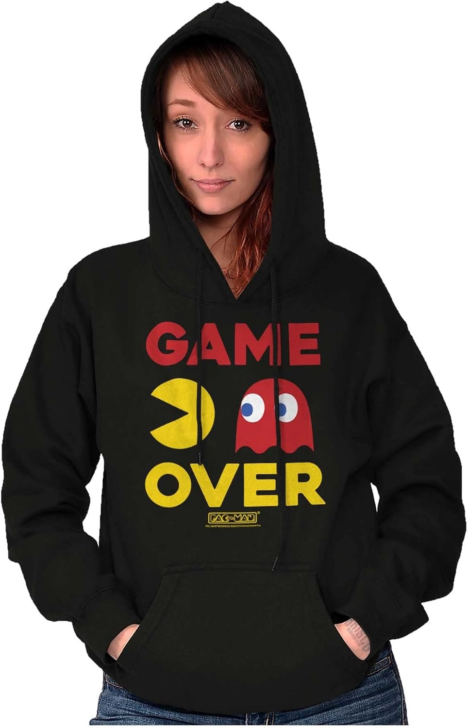 image:imageBrisco Brands PACMAN Game Over Blinky Ghost Hoodie Sweatshirt Women MenBlack