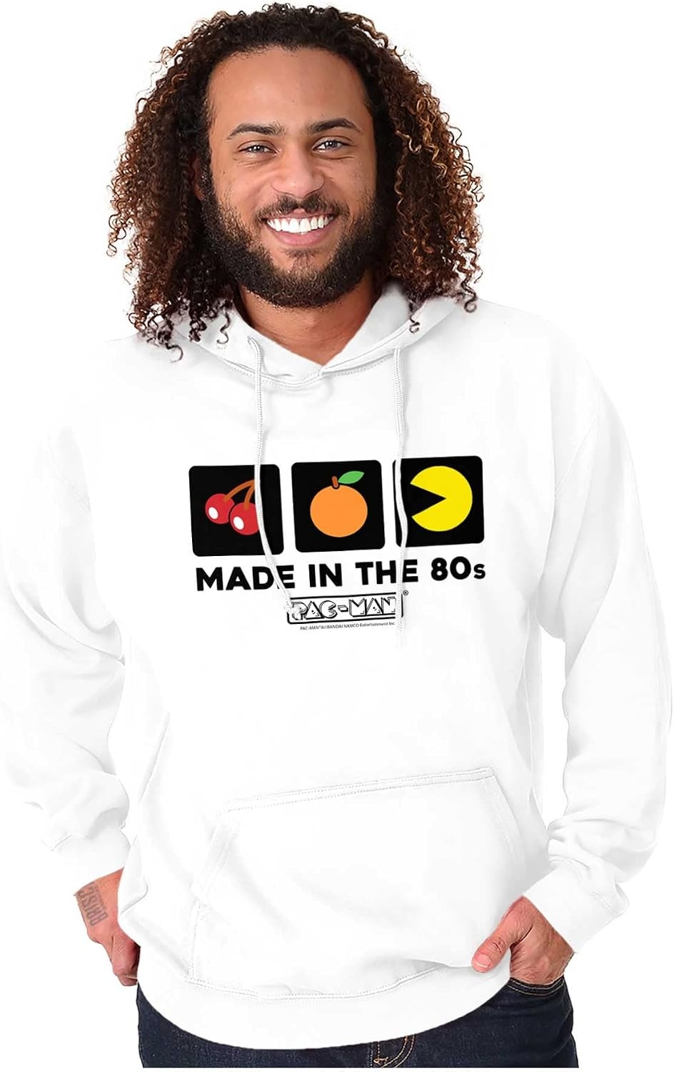 image:imageBrisco Brands PACMAN Made in the 80s Vintage Hoodie Sweatshirt Women MenWhite