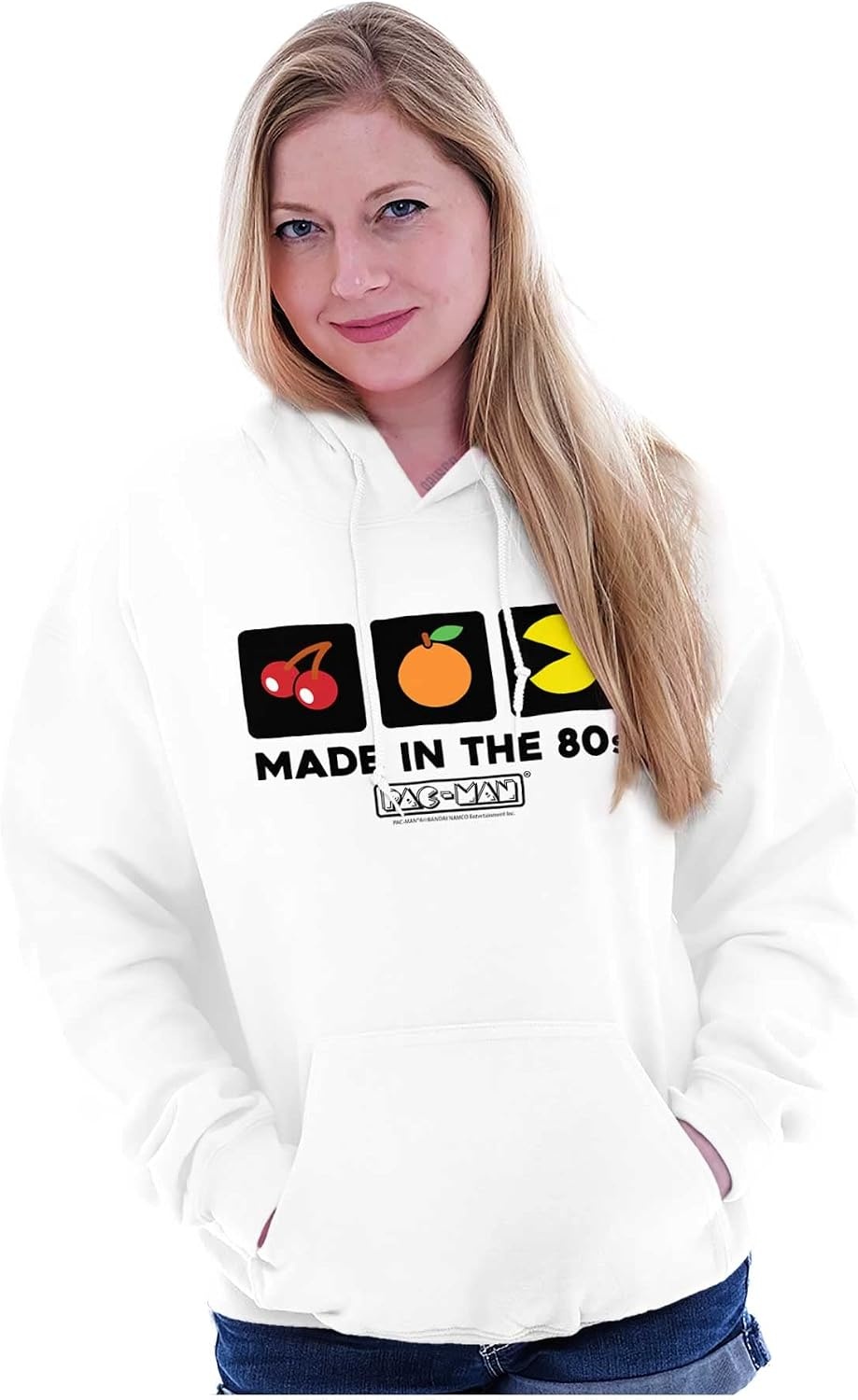image:imageBrisco Brands PACMAN Made in the 80s Vintage Hoodie Sweatshirt Women MenWhite