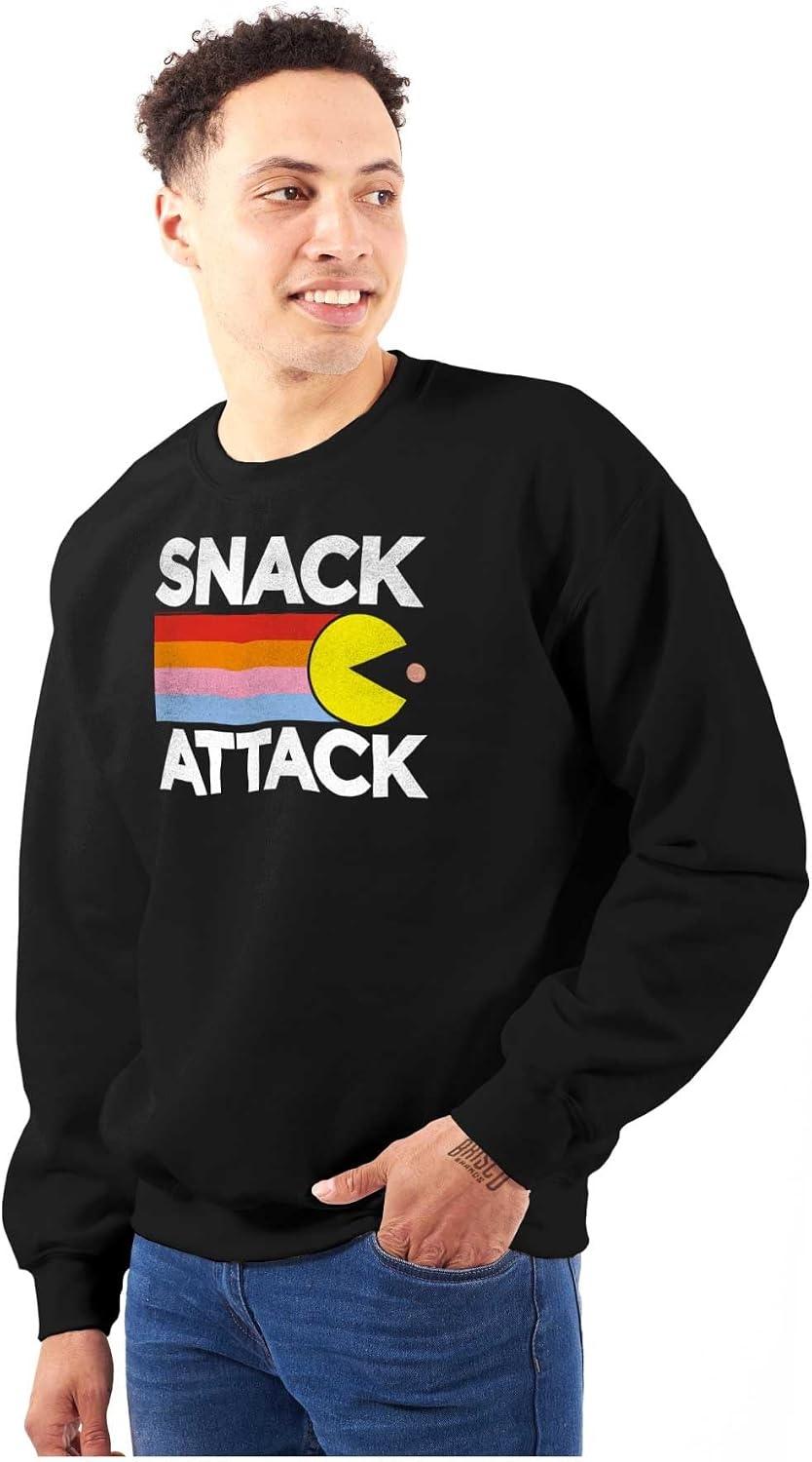image:imageBrisco Brands PACMAN Snack Attack Hungry Hangry Sweatshirt for Men or WomenBlack