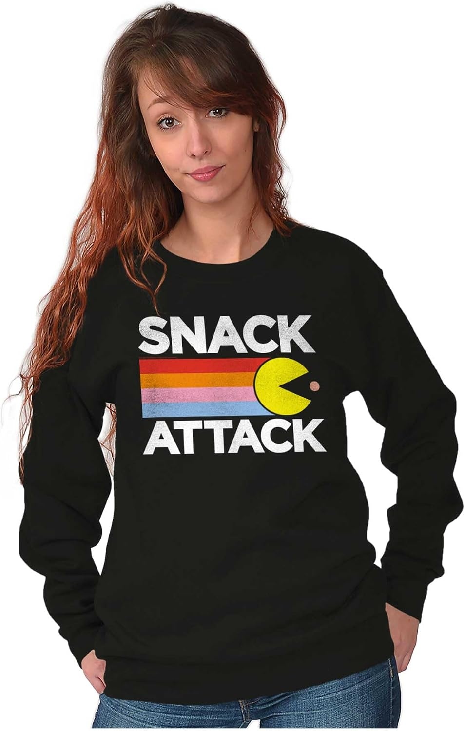 image:imageBrisco Brands PACMAN Snack Attack Hungry Hangry Sweatshirt for Men or WomenBlack