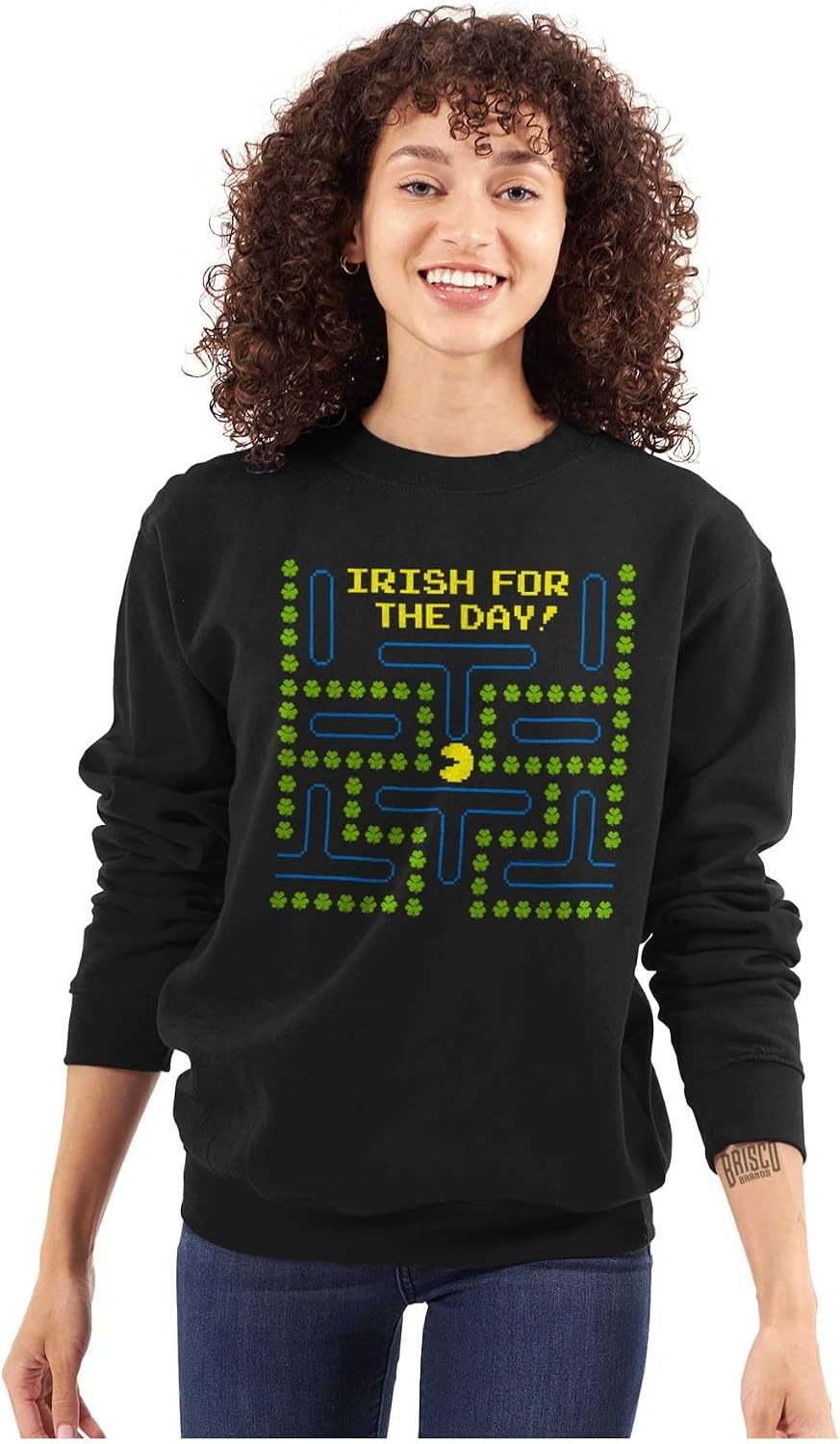 image:imageBrisco Brands PACMAN St Paddys Irish For The Day Sweatshirt for Men or WomenBlack