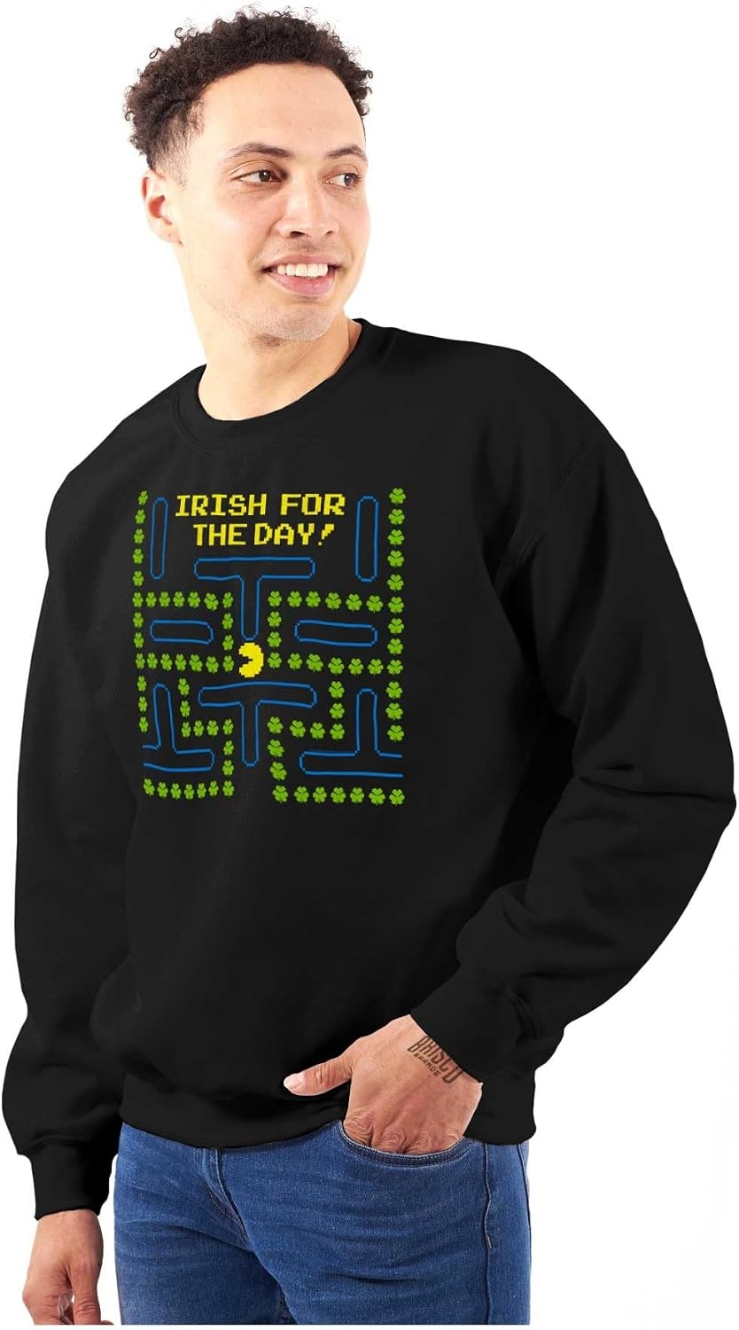 image:imageBrisco Brands PACMAN St Paddys Irish For The Day Sweatshirt for Men or WomenBlack