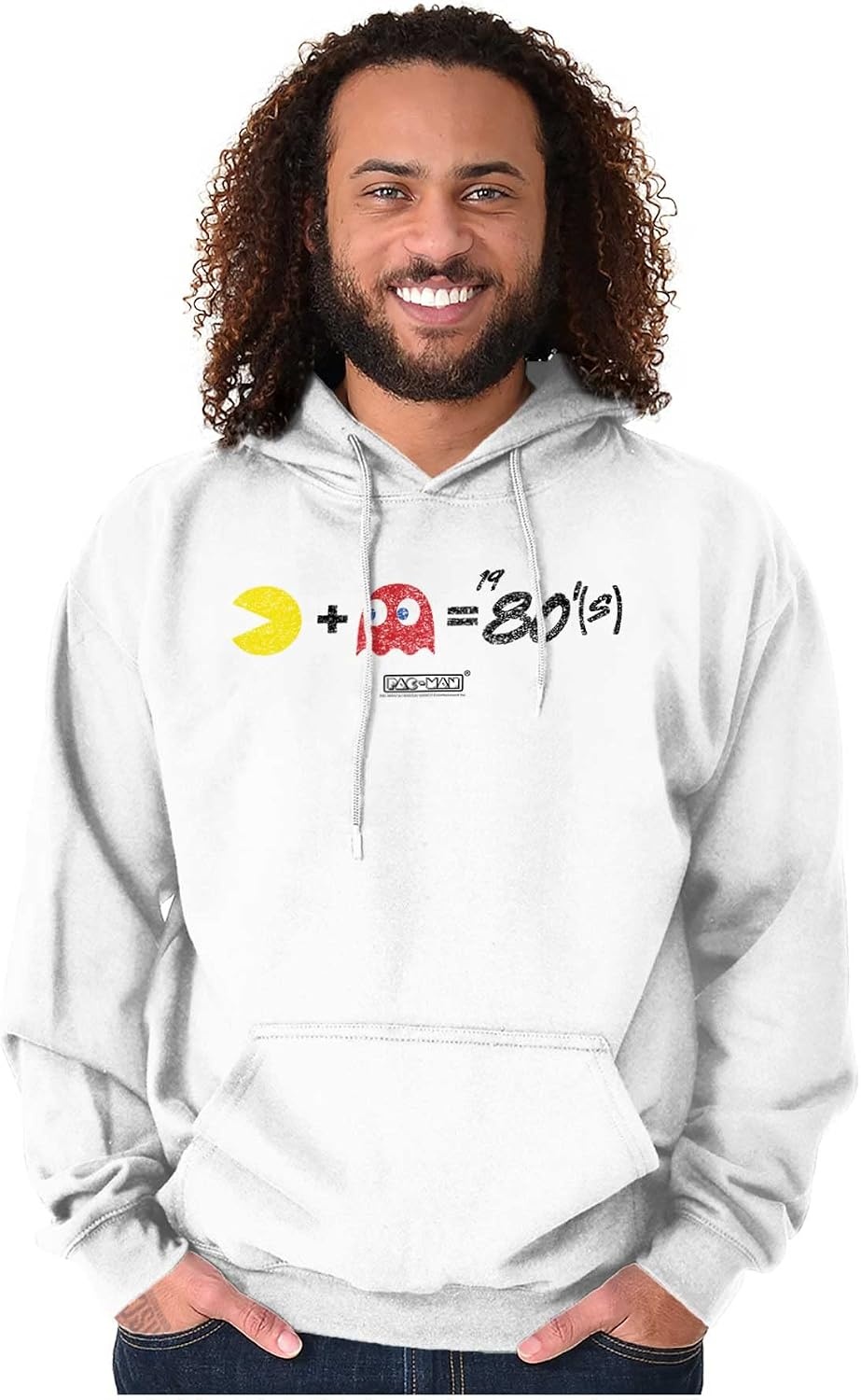 image:imageBrisco Brands PACMAN and Blinky 80s Math Equation Hoodie Sweatshirt Women MenWhite