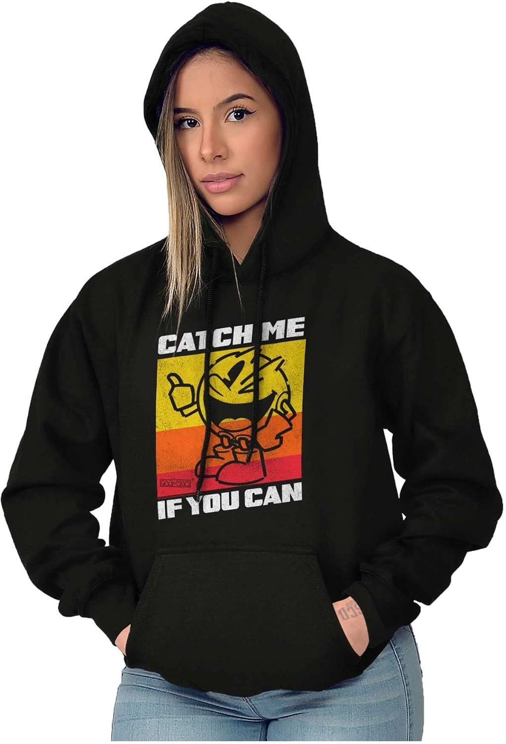 image:imageBrisco Brands Retro Catch PACMAN Funny Arcade Game Hoodie Sweatshirt Women MenBlack