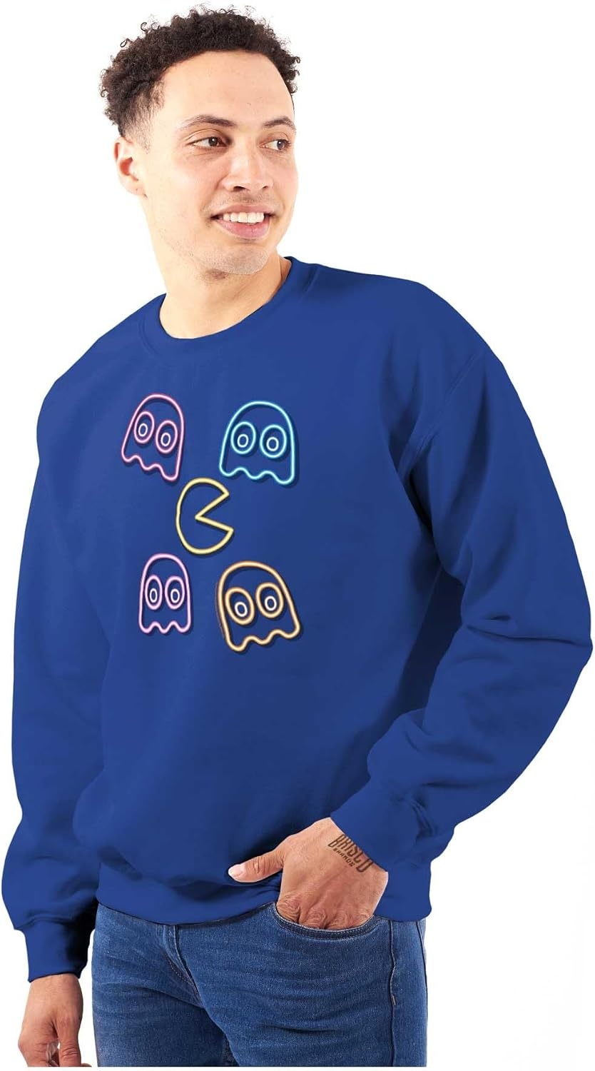 image:imageBrisco Brands Retro PACMAN Character Silhouettes Sweatshirt for Men or WomenRoyal