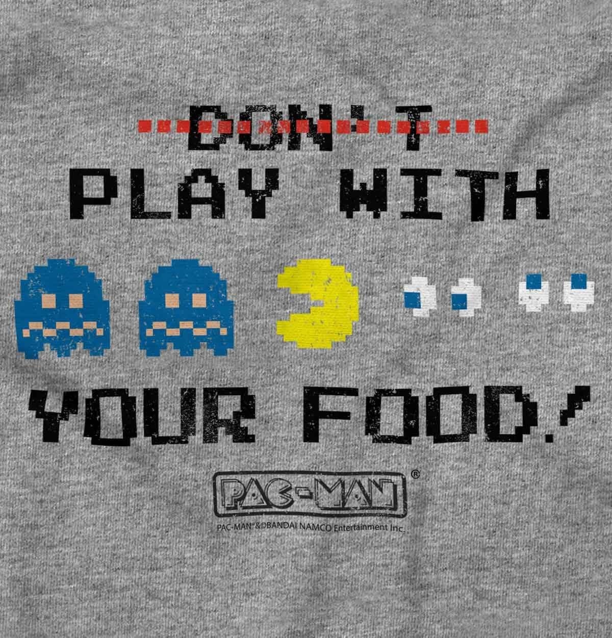 image:imageBrisco Brands Retro Pacman Dont Play with Your Food Crewneck T Shirts Boy GirlSport Grey