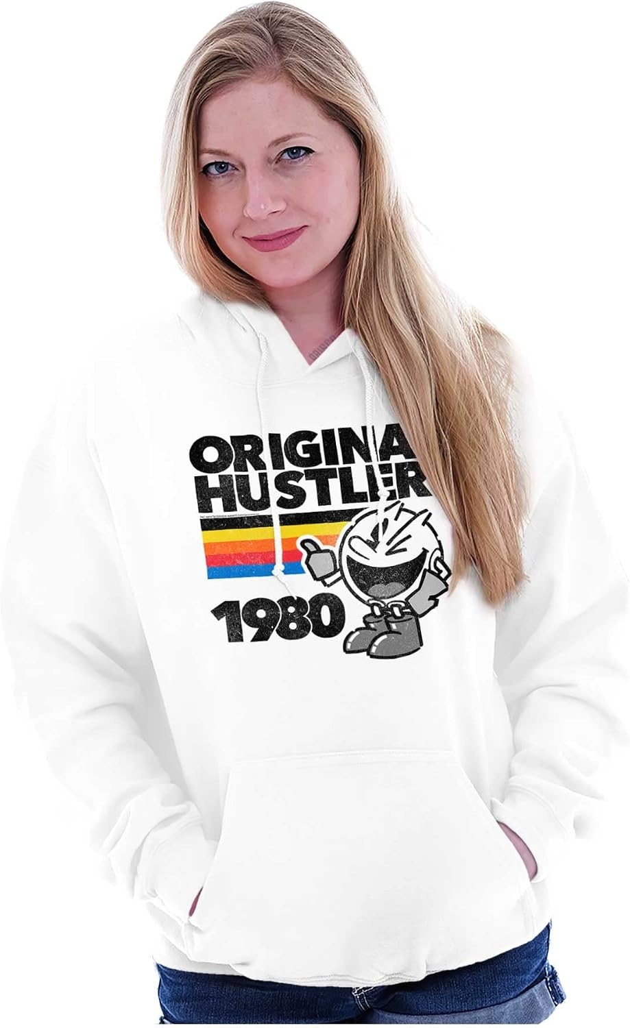 image:imageBrisco Brands Vintage Original Hustler PACMAN Game Hoodie Sweatshirt Women MenWhite
