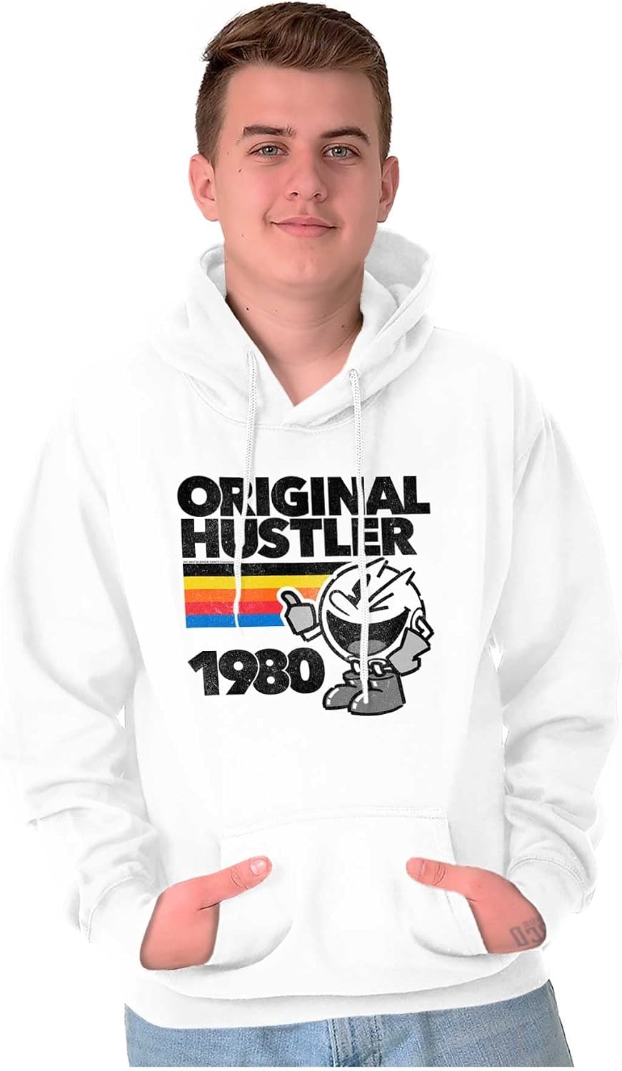 image:imageBrisco Brands Vintage Original Hustler PACMAN Game Hoodie Sweatshirt Women MenWhite