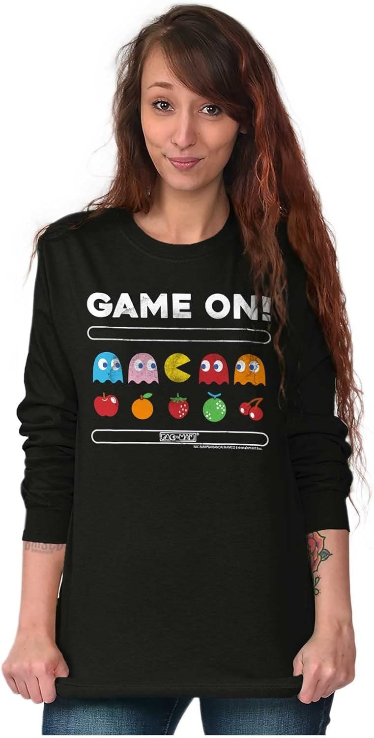 image:imageGame On Vintage 80s Pacman Gamer Long Sleeve Tshirt Men WomenBlack