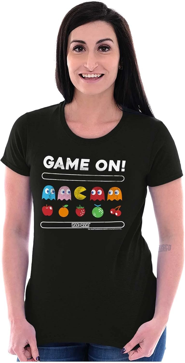 image:imageGame On Vintage 80s Pacman Gamer Womens Slim Fit Graphic TeeBlack