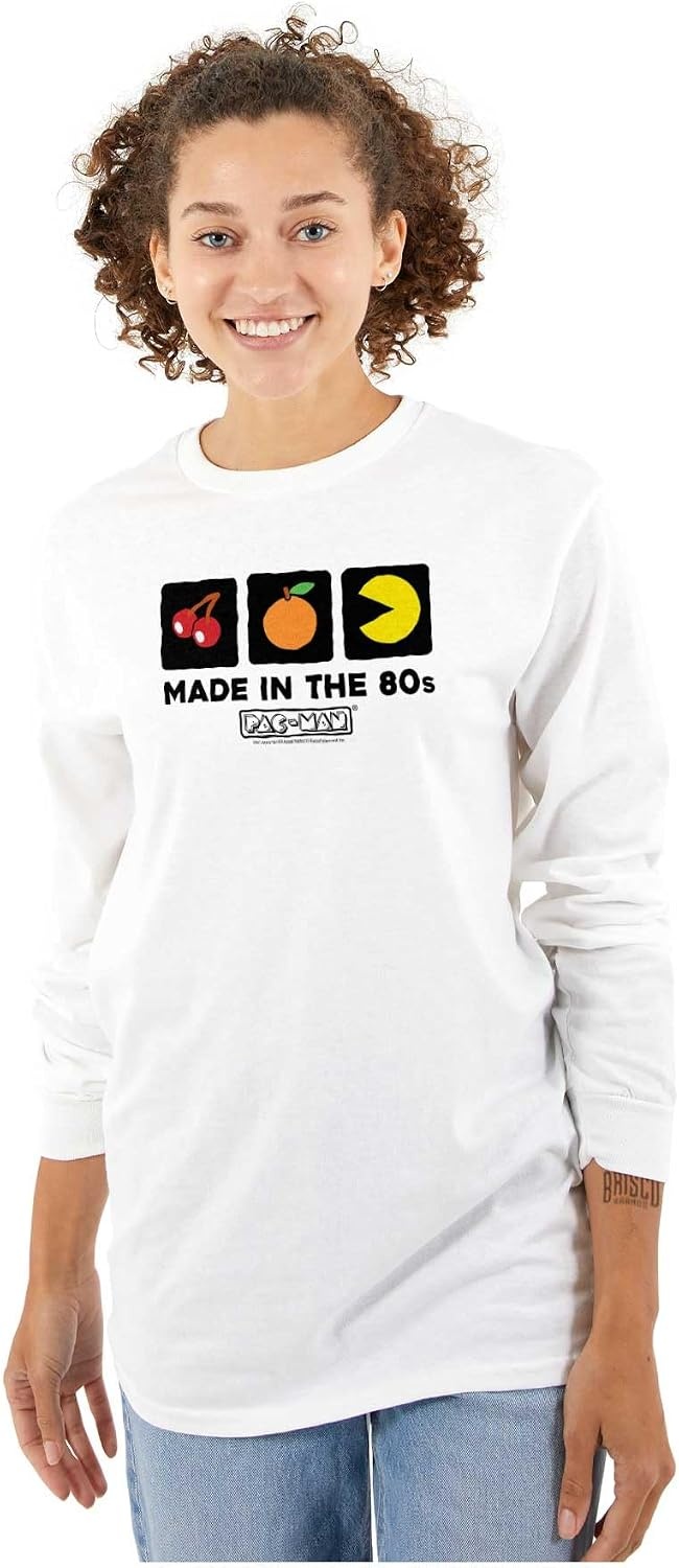 image:imagePacman Made in The 80s Vintage Long Sleeve Tshirt Men WomenWhite